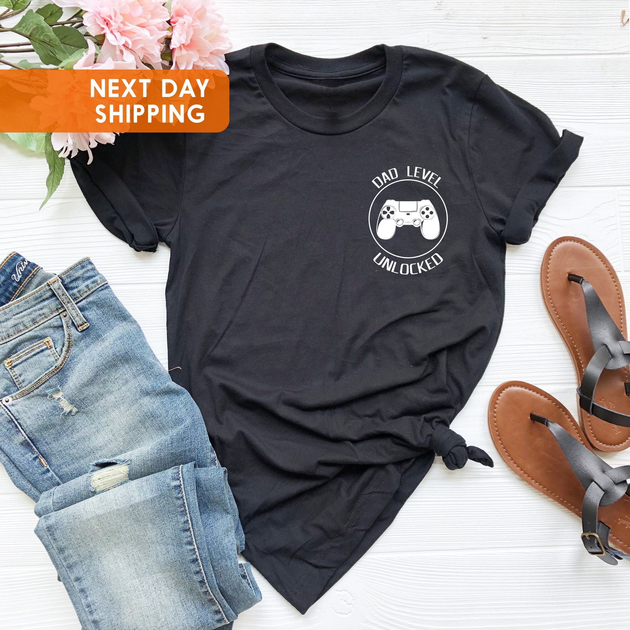 Dad Level Unlocked Shirt, Gaming Dad Shirt, Dad Tee, Pregnancy Announcement to Husband Gift, Expectant Father Shirt, Father's Day Tee Shirt