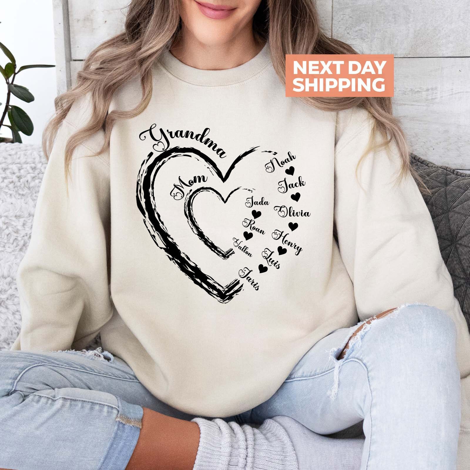 ARTECE "Gammy" Sweatshirt For Grandma - Cotton Blend Crewneck Pullover With Heart Graphic, Green, Medium - View #2
