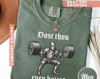 Comfort Colors Medieval Gym T-Shirt: Funny Knight Weightlifting Tee
