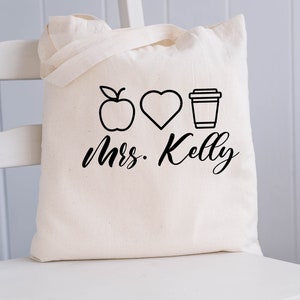 Professeur personnalisé, sac pomme enseignant, cadeau enseignant personnalisé, sac prénom enseignant, cadeau de Noël, sac fourre-tout enseignant, cadeau de rentrée