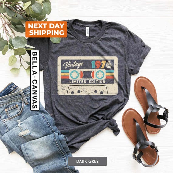 50th Birthday Shirt, Vintage 1976 Limited Edition Cassette T-Shirt, 1976 Birthday Shirt, 50th Birthday Gift For Women, 50th Birthday Men Tee