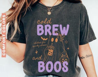Halloween Iced Coffee Shirt Comfort Colors Halloween Tee Summerween Shirt Spooky Season Shirt Coffee Lover Gift Coffee Tshirt Halloween Gift