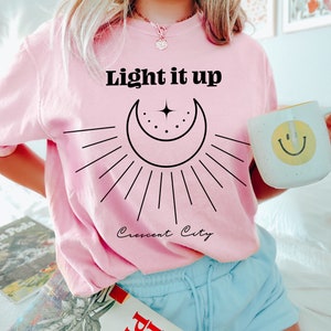 Light It Up SJM Shirt, Crescent City Shirt, Bookish Shirt, Acotar Velaris Shirt, House Of Earth, Comfort Colors® SJM, Book Lover Shirt image 5