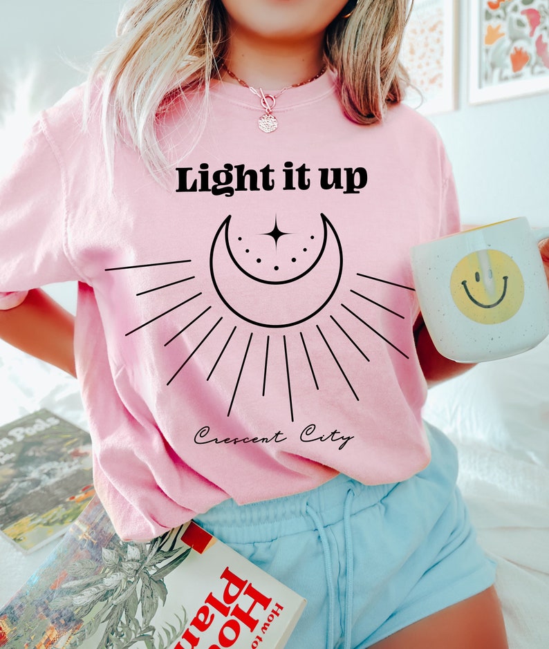 Light It Up SJM Shirt, Crescent City Shirt, Bookish Shirt, Acotar Velaris Shirt, House Of Earth, Comfort Colors® SJM, Book Lover Shirt image 5