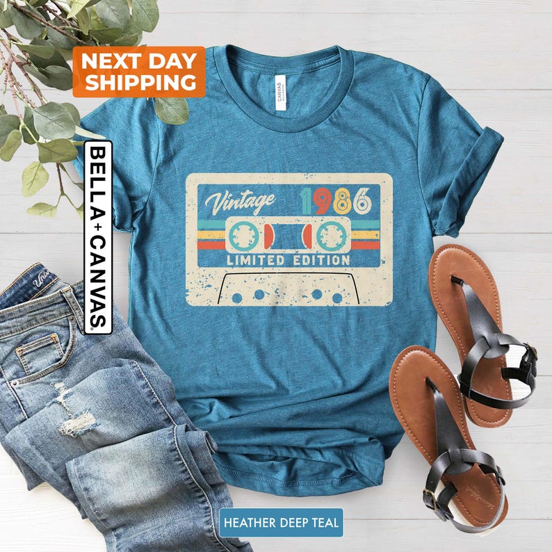 Vintage 1986 Limited Edition Cassette T-Shirt, 1986 Birthday Shirt, 40th Birthday Gift For Women, 40th Birthday Shirt, 40th Birthday Men Tee image 5