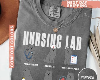 Nurse Funny Dog Shirt, Black Lab Dogs Nursing Pups Funny Dog Puns,funny Nurse Gift Tee,pawcedures,treatment Plan,nurse Black Lab Dog Mom