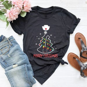 Stethoscope Christmas Tree Shirt,  Gift For Nurses, Christmas Nurse Shirt, Stethoscope Nurse Tee, Stethoscope Tree Shirt, Gift for Doctor
