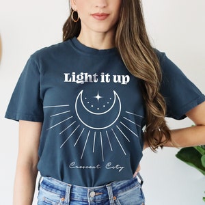 Light It Up SJM Shirt, Crescent City Shirt, Bookish Shirt, Acotar Velaris Shirt, House Of Earth, Comfort Colors® SJM, Book Lover Shirt image 3