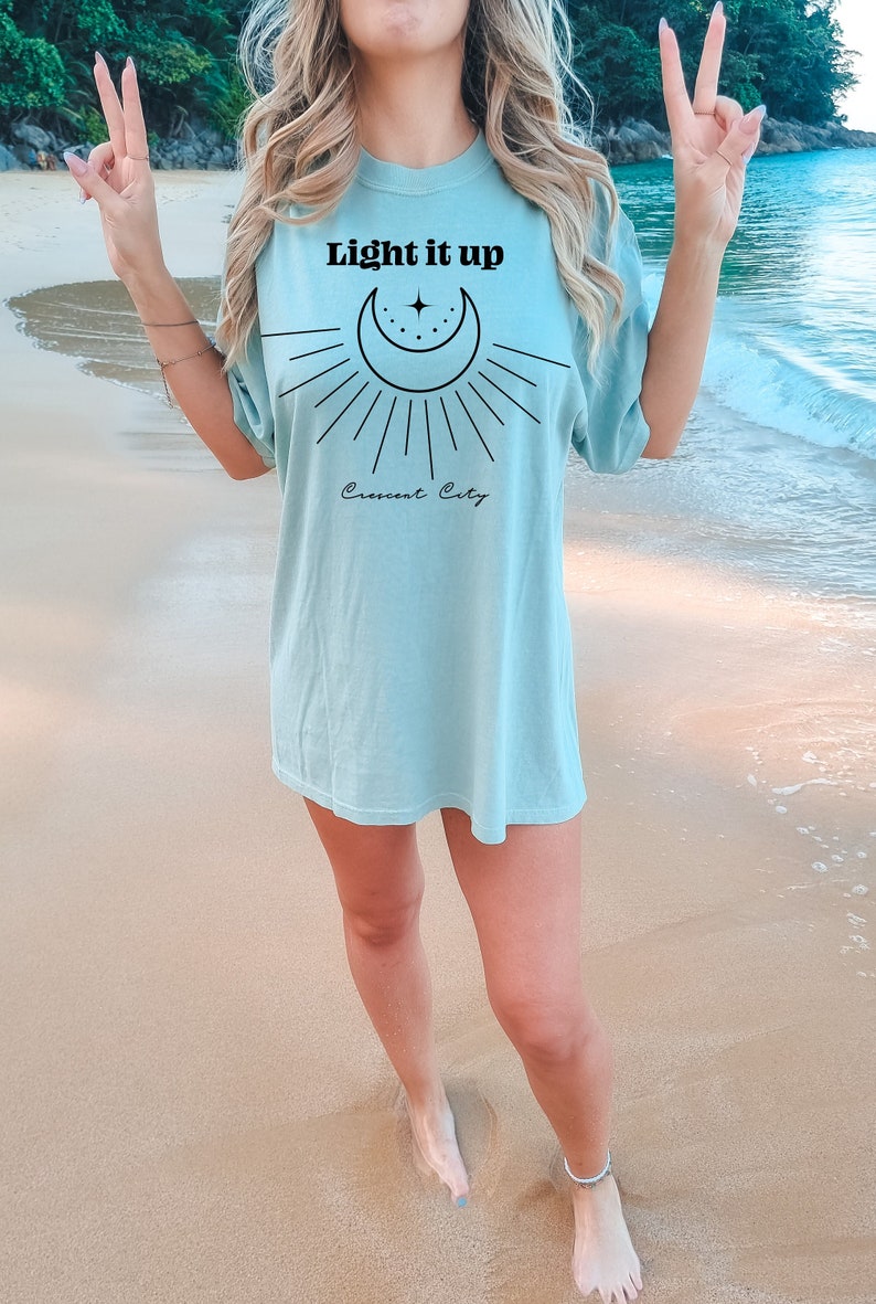 Light It Up SJM Shirt, Crescent City Shirt, Bookish Shirt, Acotar Velaris Shirt, House Of Earth, Comfort Colors® SJM, Book Lover Shirt image 6