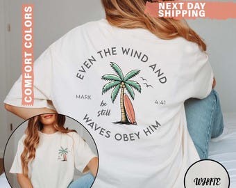 Christian Bible Verse shirt Beachy Backprint Comfort Colors Tee Trendy TShirt Unisex Tee Teen Baptism Gift Ocean Inspired Style