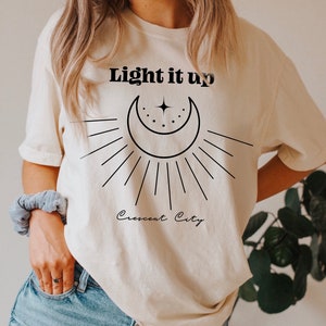 Light It Up SJM Shirt, Crescent City Shirt, Bookish Shirt, Acotar Velaris Shirt, House Of Earth, Comfort Colors® SJM, Book Lover Shirt image 2