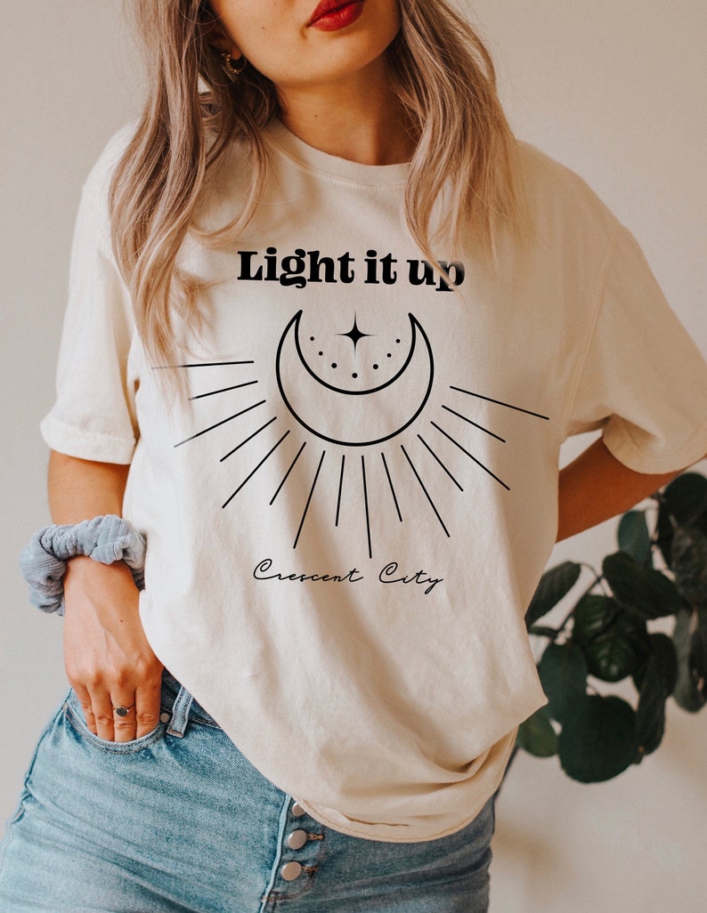 Light It Up SJM Shirt, Crescent City Shirt, Bookish Shirt, Acotar Velaris Shirt, House Of Earth, Comfort Colors® SJM, Book Lover Shirt image 2