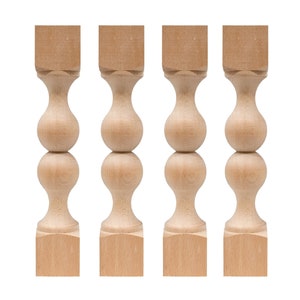Unfinished Wood Turned Legs, Set of 4, Bench Legs, 2.95 Width, Coffee Table Legs, Turned Table Legs, Furniture Legs, Wood Table Legs
