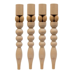 29&quot; Turned Table Legs, Unfinished Table Legs Wood, Farmhouse Table Legs, Mid-Century Modern, Chunky Table Legs, Dining Table Legs