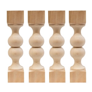Coffee Table Legs Wood, Set of 4, Unfinished Wood Furniture Legs, Bench Legs, Chair Legs Replacement, Turned Table Legs Wood, Dining Legs