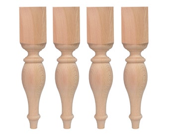 Turned Furniture Legs, Set of 4, Sofa Legs, Bed Legs, Turned Table Legs, Couch Legs, Unfinished Wood Legs, Bench Legs, Mid Century Modern
