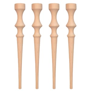 Turned Table Legs Wood, Set of 4, Dining Table Legs, Island Legs, Console Table Legs, Mid-Century Modern, Unfinished Table Legs