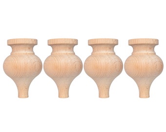 Meubelpoten, Set van 4, Meubelpoten Hout, Gedraaide poten, Kastpoten, Kastpoten, Houten poten, Mid Century, Modern, Bankpoten, Kastpoten, Hout, Gedraaide poten