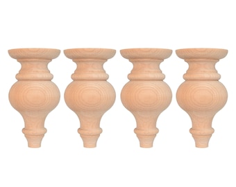Furniture Legs, Set of 4, Sofa Legs, Bed Legs, Couch Legs, Chair Legs, Turned Legs, Wood Legs, Replacement Legs, Unfinished Bench Legs