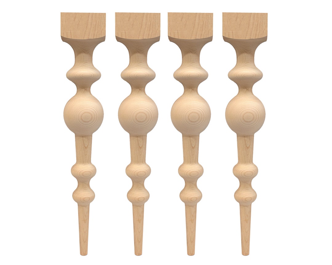 Turned Table Legs, Set of 4, Dining Table Legs, Midcentury Modern