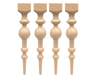 Turned Table Legs, Set of 4, Dining Table Legs, Mid-Century Modern, Wood Table Leg, Farmhouse Table Leg, Island Legs, Table Legs Wood