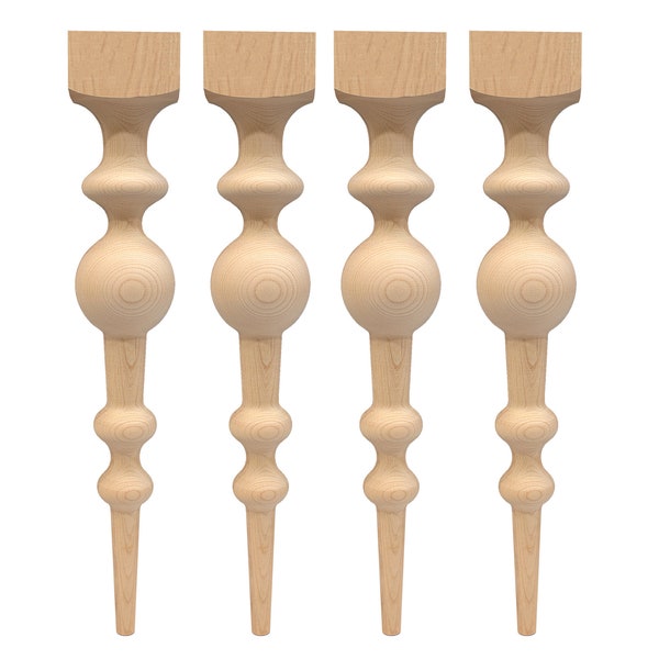 Turned Table Legs, Set of 4, Dining Table Legs, Mid-Century Modern, Wood Table Leg, Farmhouse Table Leg, Island Legs, Table Legs Wood