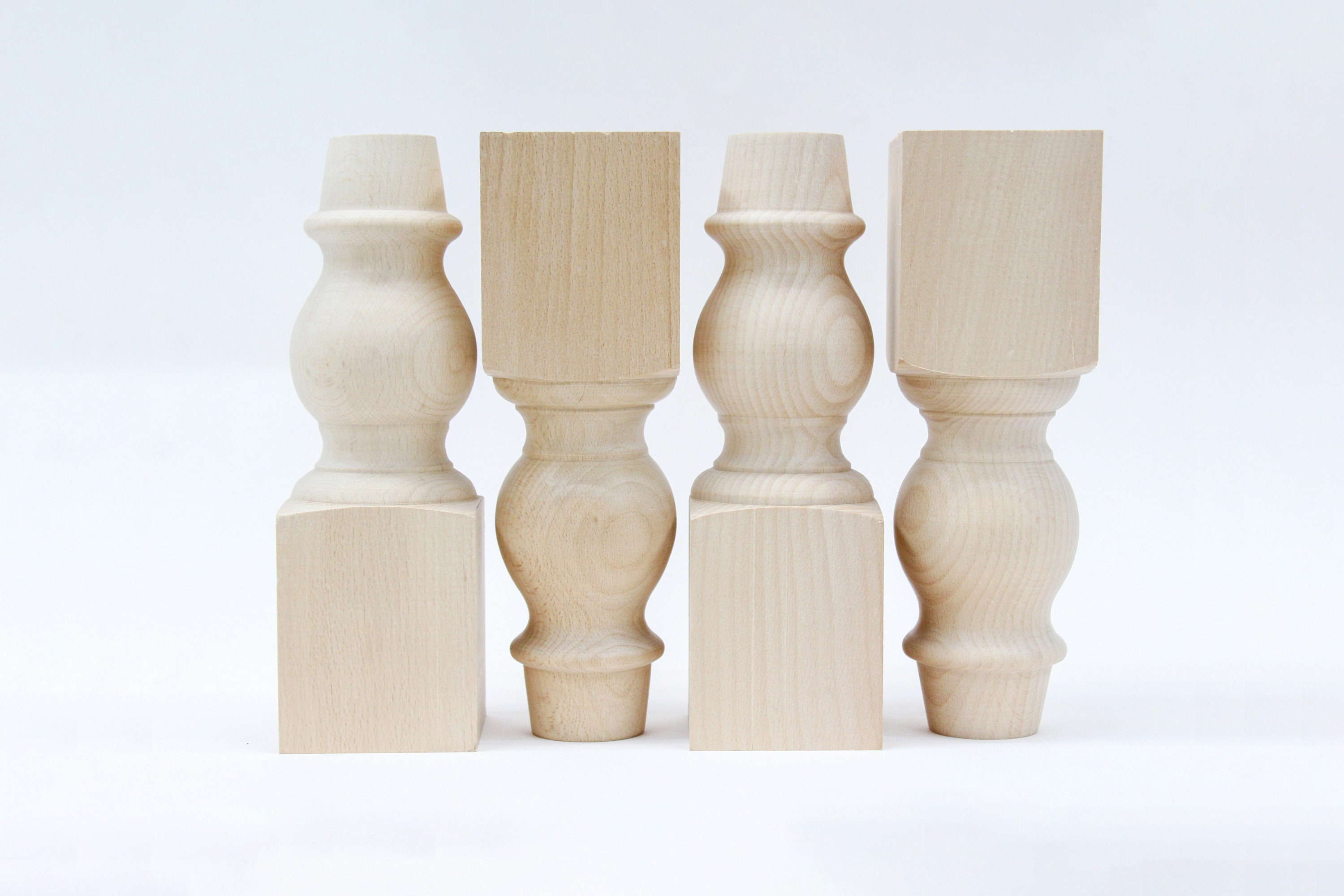 Turned Wood Legs Set of 4 Furniture Legs Wood Bed Legs Etsy