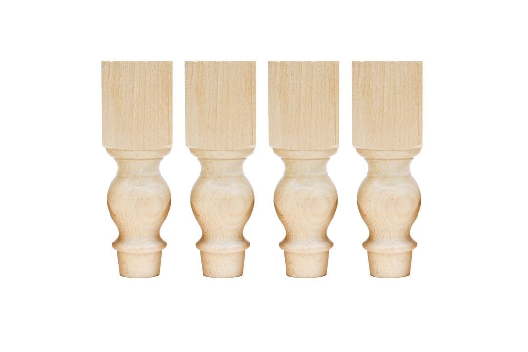Turned Wood Legs Set of 4 Furniture Legs Wood Bed Legs Etsy