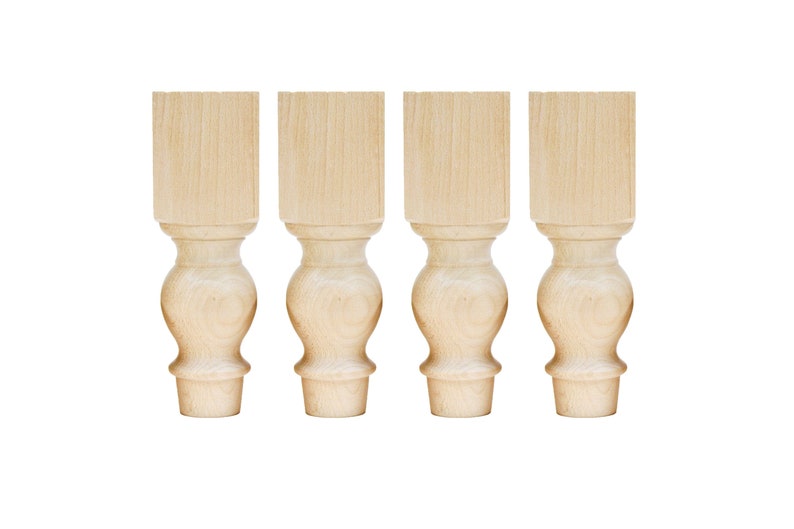 Turned Wood Legs Set of 4 Furniture Legs Wood Bed Legs Etsy