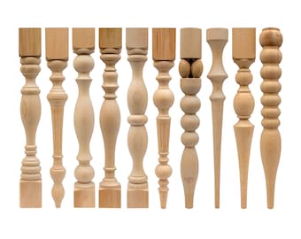 Set di 4 gambe per tavolo tornito, gambe tavolo legno, gambe tavolo da pranzo, mid-century moderno, gambe tavolo fattoria, gambe isola, gambe consolle