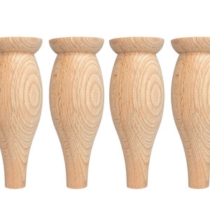 Bun Legs, Set of 4, Replacement Sofa Legs, Turned Legs, Wood Legs, Ottoman Legs, Cabinet Legs, Dresser Legs, Bed Legs, Mid Century Modern