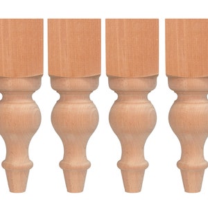 Turned Wood Legs, Set of 4, Furniture Legs Wood, Bed Legs, Wooden Bench Legs, Coffee Table Legs, Farmhouse Legs, Dresser Legs, Wood Bed Legs