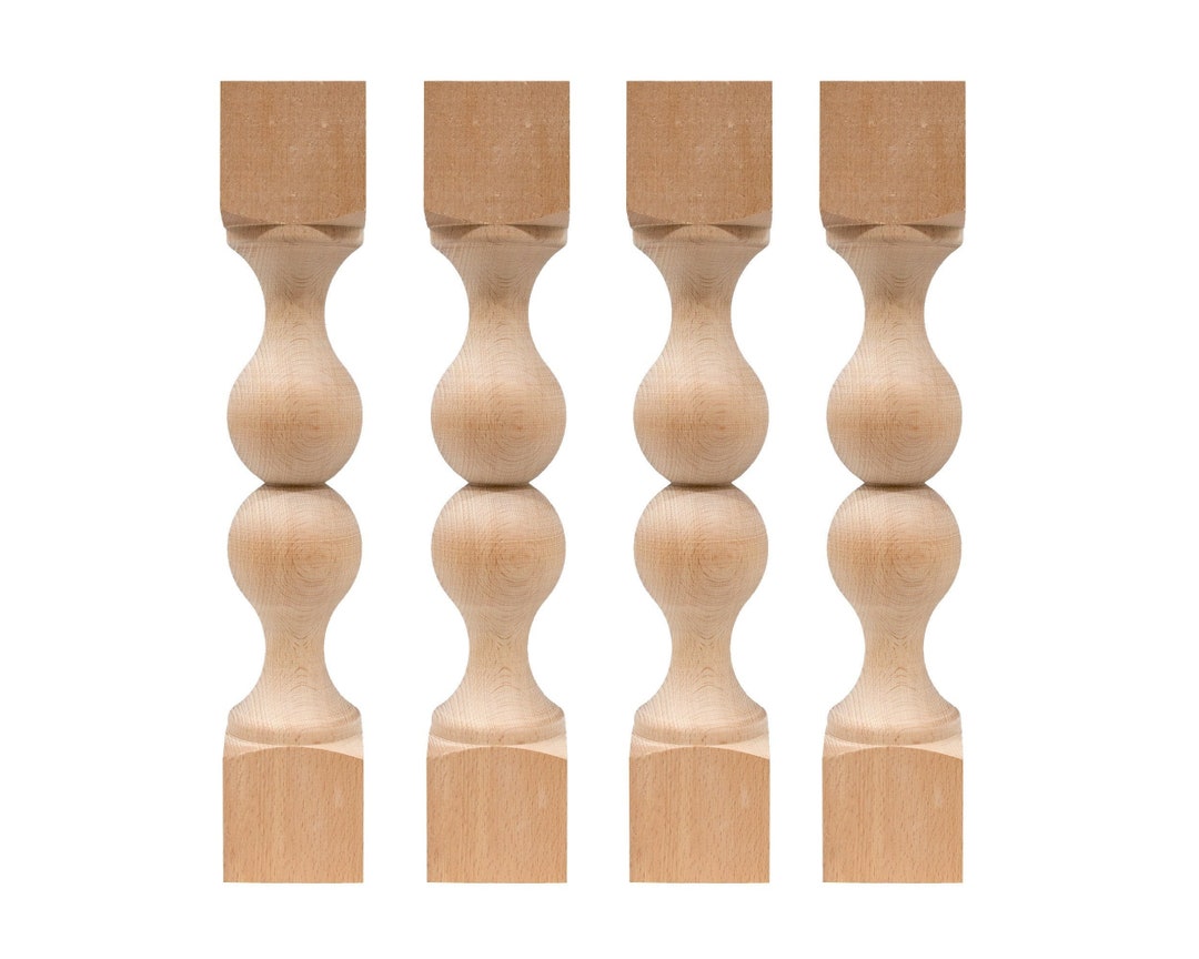 Unfinished Wood Turned Legs Set of 4 Bench Legs 2.95 Width Etsy