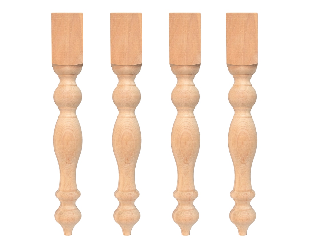 Table Legs Wood, Set of 4, Turned Table Legs, Dining Table Legs, Coffee