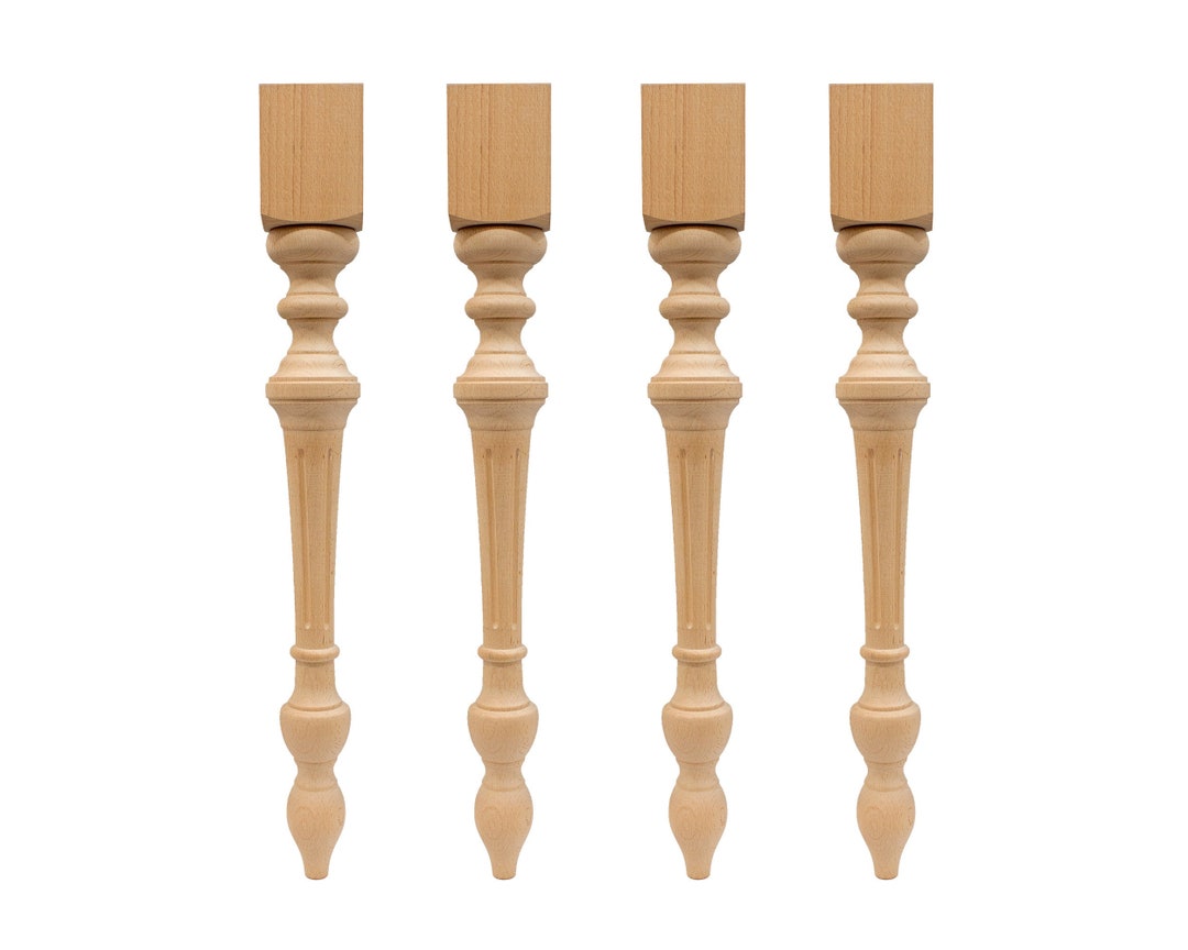 29 Table Legs Wood, Set of 4, Turned Wood Legs, Island Legs, Chunky