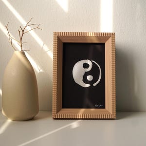 Originale Yin-Yang-Wandkunst, chinesische Kalligrafie, Achtsamkeitskunst, Geschenk zum Lehrerruhestand, Zen-Dekoration