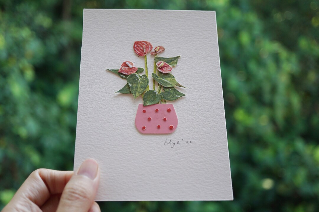 Paper Anthurium Flower, Unique Christmas Decor, Handcut Red Flamingo