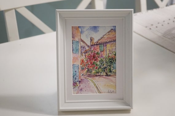 Original Painting Provence Country Living Decor, Small Watercolour, France Travel Art