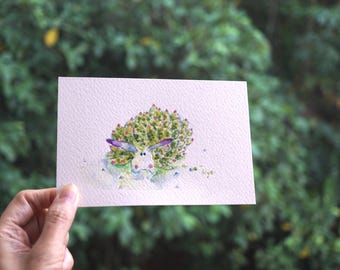 Leaf Sheep Painting, Colourful Sea Slug Original Art, Small Wall Decor