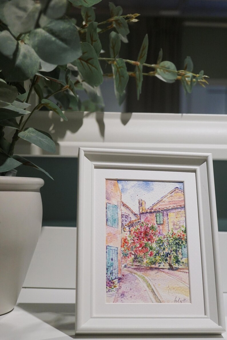 Original Painting Provence Country Living Decor, Small Watercolour, France Travel Art image 6