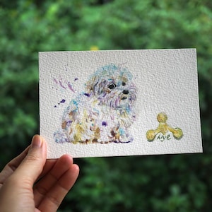 Maltese Dog Art, Pet Portrait Original Watercolour Painting, Maltese Dog Portrait, Cute Dog Wall Art, Dog Nursery Art