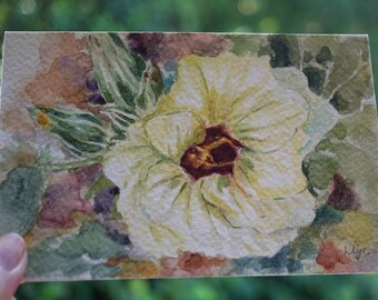 Okra Painting, Watercolor Lady's Fingers, Gift For Mom, Best Vegan Gift, Kitchen/Dining Room Wall Art, Unframe