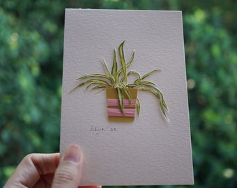 Hand-cut Paper Plant, Handmade Gift For Mum, Spider Plant Original Art