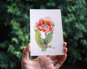 Tulip Watercolour Painting, Original Floral Art, Hand-Painted Botanical