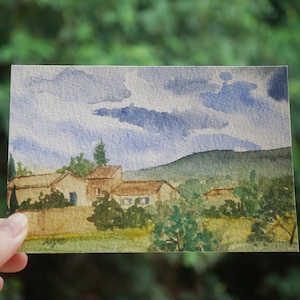 French Countryside Wall Art, Rustic Farmhouse Provence Small Painting
