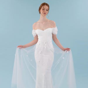 Surjupe de mariée en tulle ivoire : fleurs et perles 3D, robe de mariée