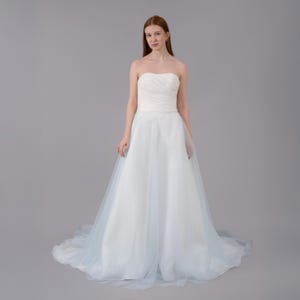 Simple Light Blue Bridal Overskirt - Single Layer Wedding Dress Skirt - Baby Blue Color Soft Tulle
