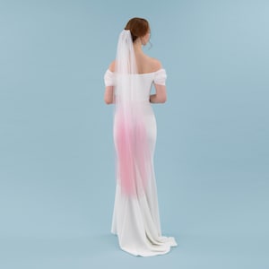Ombre Rose Pink Wedding Veil: Soft Tulle Bridal Veil with Silver Comb