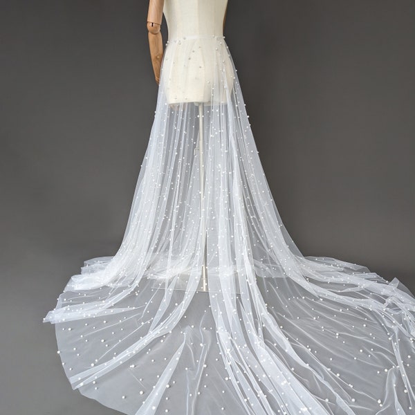 Jupe de mariée perlée lourdement perlée - Surjupe de robe de mariée avec perles - Tulle perlé doux de couleur ivoire