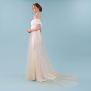 Surjupe de mariée en tulle champagne foncé : jupe de mariage une couche